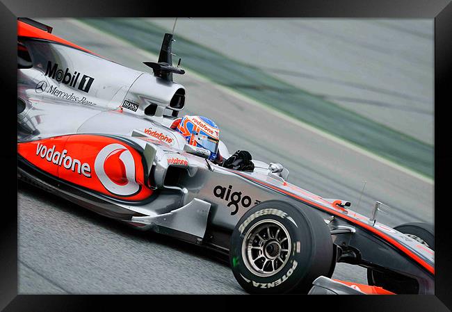 Jenson Button - Catalunya - Spain 2010 Framed Print by SEAN RAMSELL