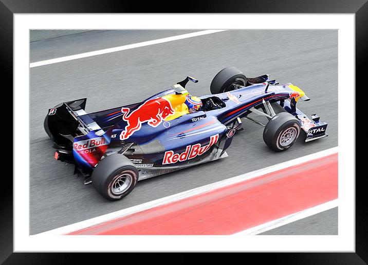 Mark Webber - RedBull Racing Framed Mounted Print by SEAN RAMSELL