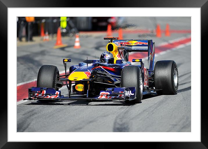 Sebastian Vettel  Redbull RB6 Framed Mounted Print by SEAN RAMSELL