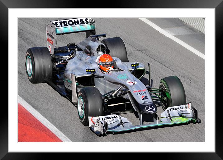 Michael Schumacher - Mercedes GP Framed Mounted Print by SEAN RAMSELL