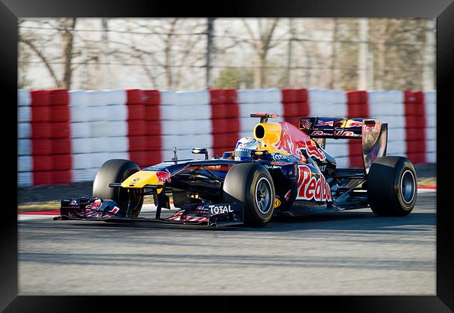 Sebastian Vettel - Redbull RB6 Spain 2011 Framed Print by SEAN RAMSELL