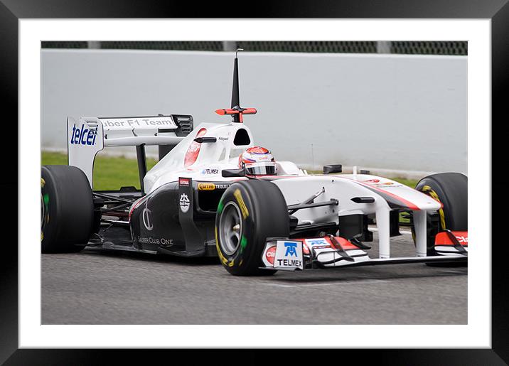 Kamui Kobayashi -Sauber F1 Team C30 Framed Mounted Print by SEAN RAMSELL
