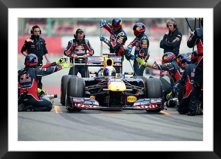 Sebastian Vettel - Redbull RB6 Framed Mounted Print by SEAN RAMSELL