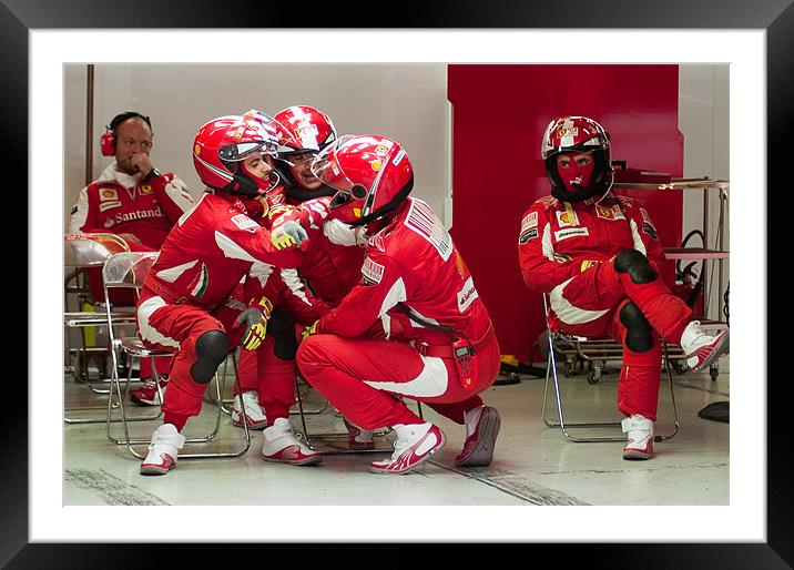 Ferrari Pit Crew Framed Mounted Print by SEAN RAMSELL