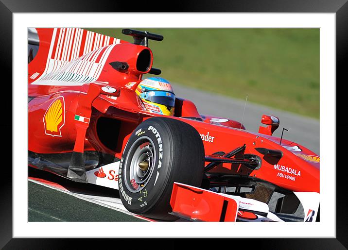 Fernando Alonso - Ferrari F1 Framed Mounted Print by SEAN RAMSELL