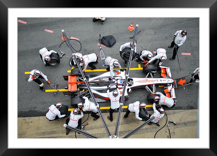 Jenson Button Pitstop 2010 Framed Mounted Print by SEAN RAMSELL