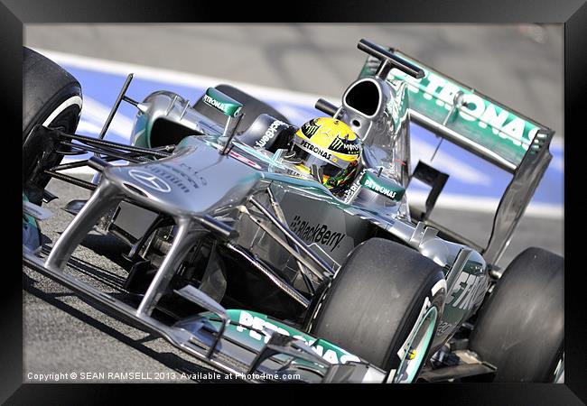 Lewis Hamilton - 2013 - AMG Mercedes Framed Print by SEAN RAMSELL