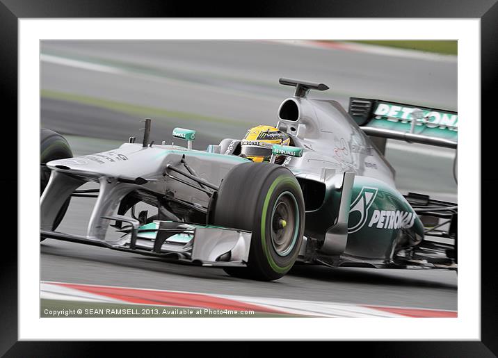 Lewis Hamilton - 2013 - AMG Mercedes Framed Mounted Print by SEAN RAMSELL