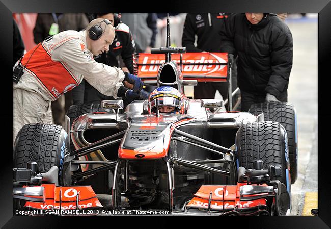Jenson Button - Vodafone McLaren 2013 Framed Print by SEAN RAMSELL