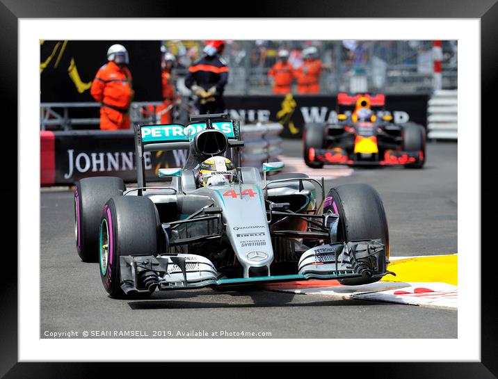 Lewis Hamilton & Daniel Ricciardo - Monaco 2016    Framed Mounted Print by SEAN RAMSELL