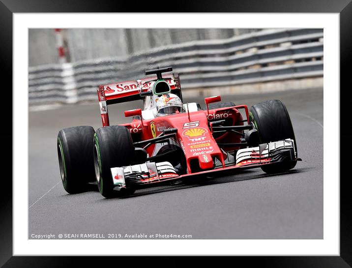 Sebastian Vettel - Monaco 2016                     Framed Mounted Print by SEAN RAMSELL