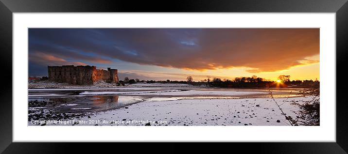 Carew Castle Winter Sunset Framed Mounted Print by Creative Photography Wales