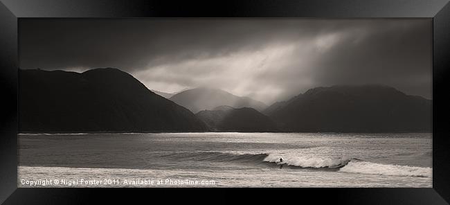 Lone Surfer Framed Print by Creative Photography Wales