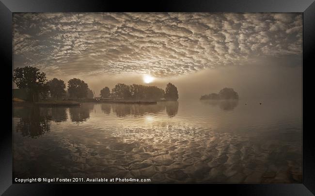Llangorse lake dawn Framed Print by Creative Photography Wales