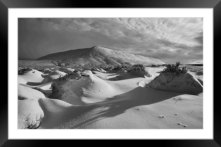 Hay Bluff Snow shadows Framed Mounted Print by Creative Photography Wales