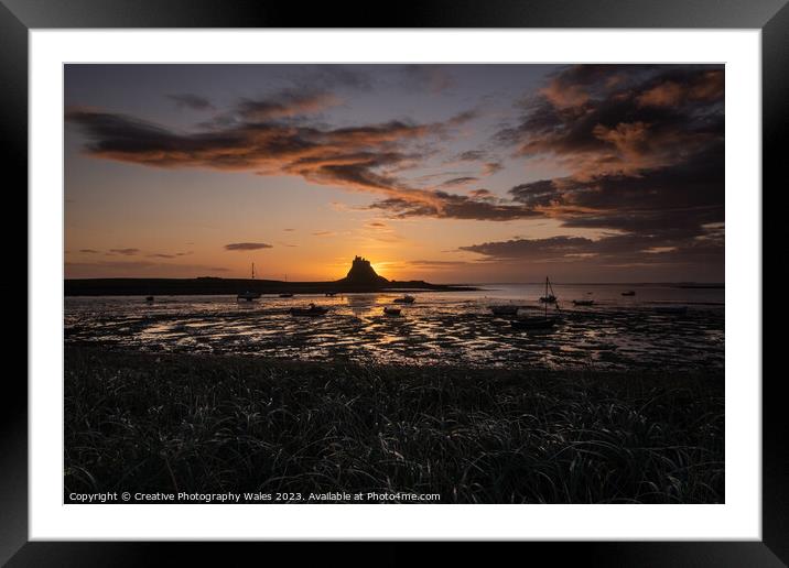 Dawn at Lindisfarne Harbour on Holy Island, Northumberland Framed Mounted Print by Creative Photography Wales