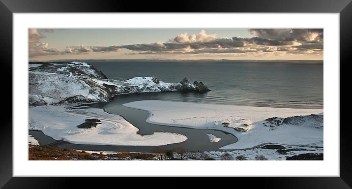 Three Cliffs bay winter landscape Framed Mounted Print by Creative Photography Wales