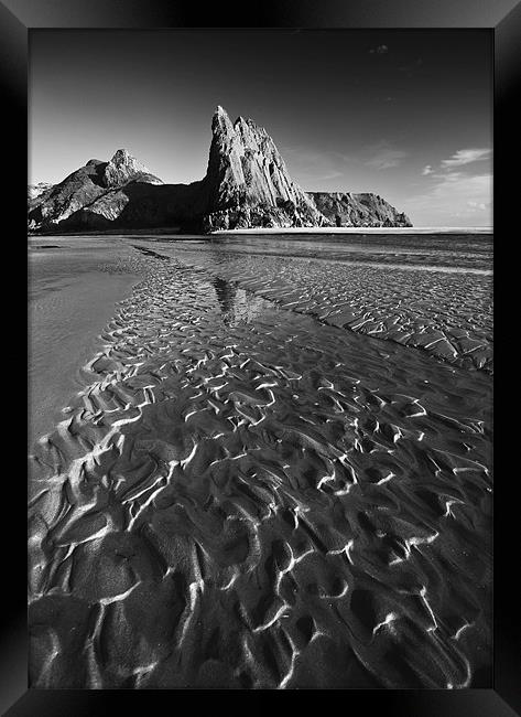 Three Cliffs Bay Sand pattern Framed Print by Creative Photography Wales