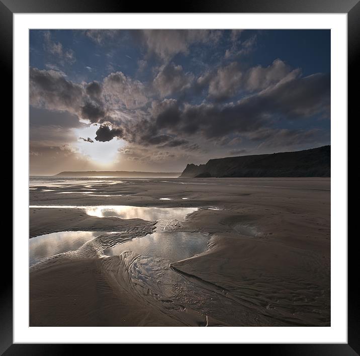Three Cliffs Spring sunset Framed Mounted Print by Creative Photography Wales