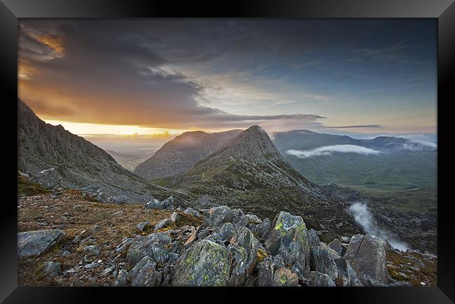 Tryfan Evening Glow Framed Print by Creative Photography Wales