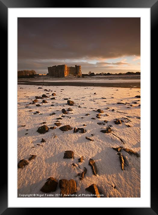 Carew Castle winter view Framed Mounted Print by Creative Photography Wales