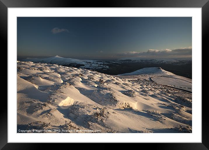 Black mountains winter panorama Framed Mounted Print by Creative Photography Wales