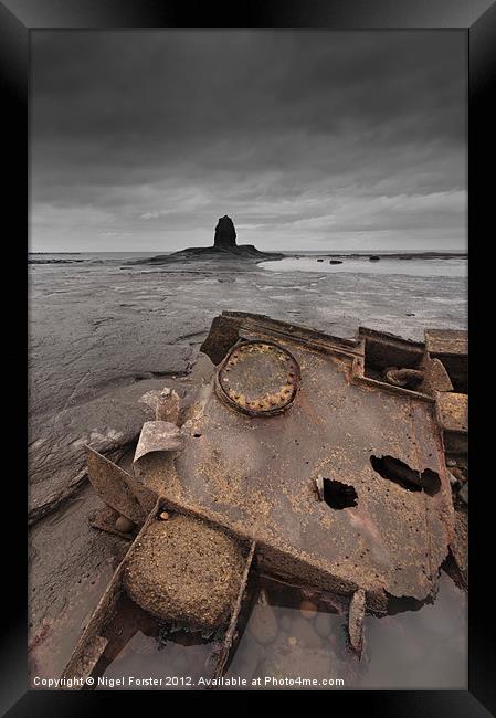 Black Nab Shipwreck Framed Print by Creative Photography Wales