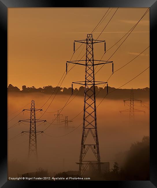 Pylons at dawn Framed Print by Creative Photography Wales