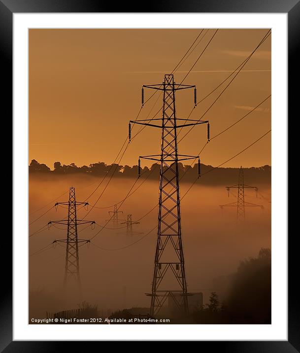 Pylons at dawn Framed Mounted Print by Creative Photography Wales