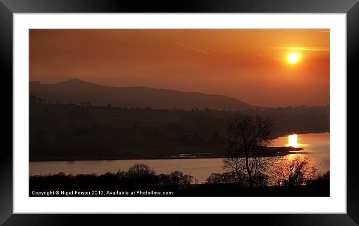 Llangorse Lake sunset Framed Mounted Print by Creative Photography Wales