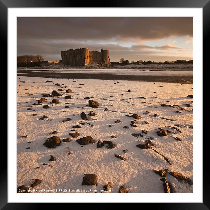 Carew Castle winter view Framed Mounted Print by Creative Photography Wales