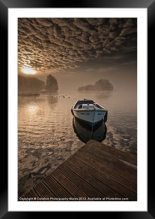Llangorse Lake misty dawn Framed Mounted Print by Creative Photography Wales