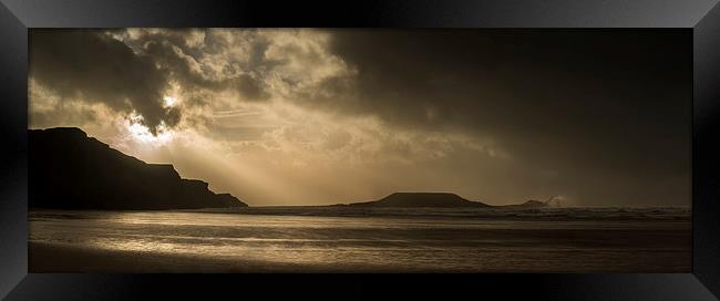 Worms Head Evening Glow Framed Print by Creative Photography Wales