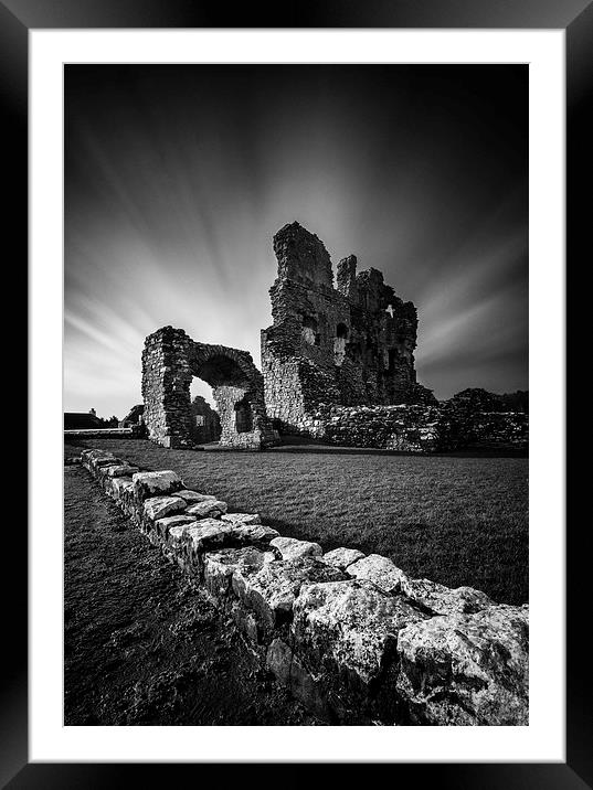Ogmore Castle in monochrome Framed Mounted Print by Creative Photography Wales