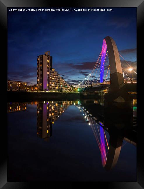  Squinty Bridge Night reflection Framed Print by Creative Photography Wales