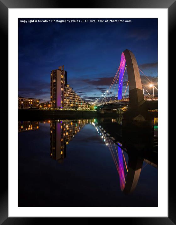  Squinty Bridge Night reflection Framed Mounted Print by Creative Photography Wales
