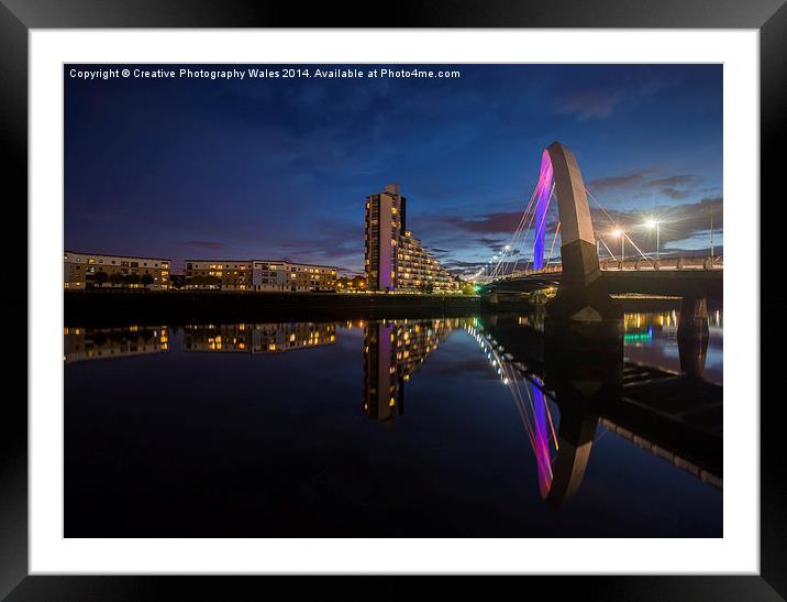  Squinty Bridge night-time cityscape Framed Mounted Print by Creative Photography Wales