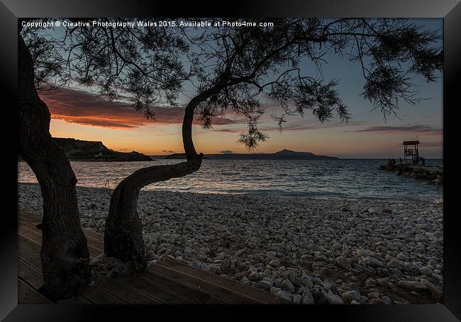 Souda Bay Sunset, Crete, Greece Framed Print by Creative Photography Wales