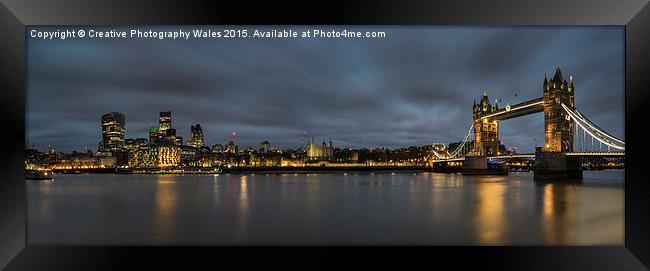 Tower Bridge Panorama at Dusk, London Framed Print by Creative Photography Wales