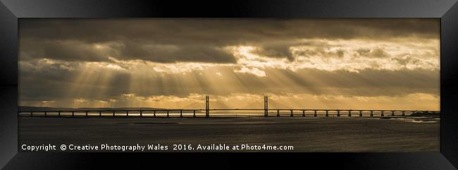 Severn Bridge evening light Framed Print by Creative Photography Wales