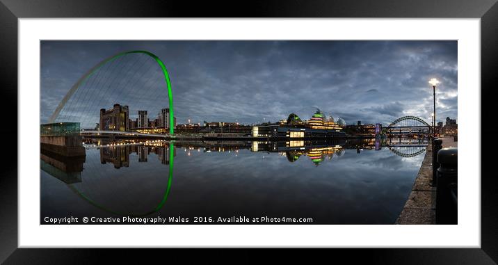 Newcastle Cityscape Night View Framed Mounted Print by Creative Photography Wales