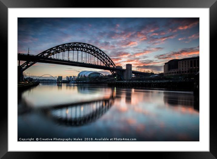 Thw Tyne Bridge at Dawn Framed Mounted Print by Creative Photography Wales