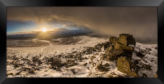 Sugar Loaf Winter Sunset, Brecon Beacons Framed Print by Creative Photography Wales