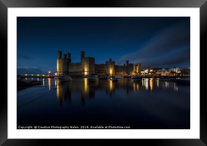 Caernarfon Castle Night View Framed Mounted Print by Creative Photography Wales