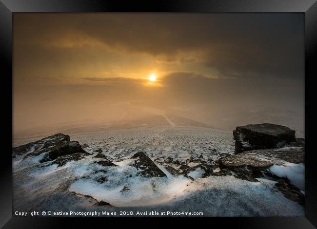 Sugar Loaf Winter Sunset, Brecon Beacons Framed Print by Creative Photography Wales