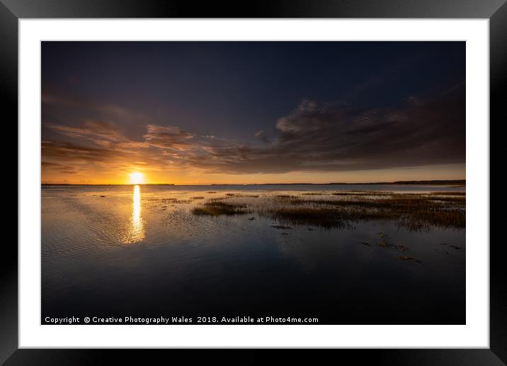 The Causeway to Lindisfarne on Holy Island, Northu Framed Mounted Print by Creative Photography Wales