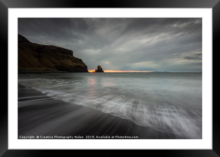 Talisker Bay Sunset, Isle of Skye, Scotland Framed Mounted Print by Creative Photography Wales