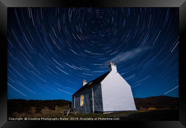 Allt Dearg Cottage Night sky at Sligachan on Isle  Framed Print by Creative Photography Wales