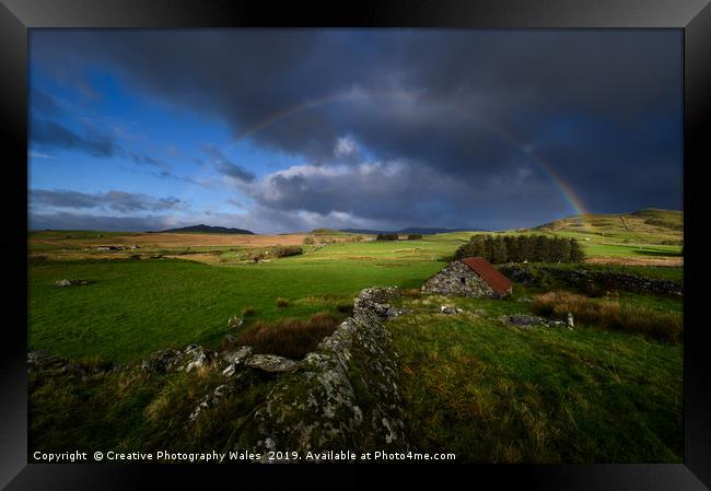 Ynyspandy Slate Mill Rainbow, Snowdonia National P Framed Print by Creative Photography Wales