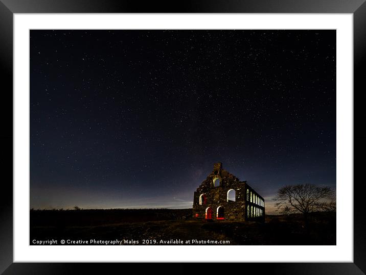 Ynyspandy Slate Mill Night Sky Photography, Snowdo Framed Mounted Print by Creative Photography Wales